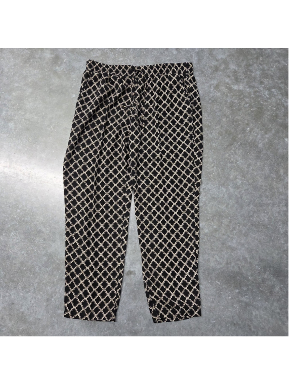 Roz & Ali Black And Cream Women's Patterned Pants Resort Wear Playa Size L